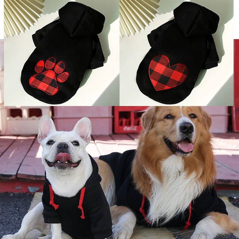 Winter Warm Dog Clothes Black Thick Sweatshirts Golden Retrievers