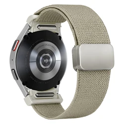 Magnetic Nylon No-Gap Watch Band Bracelet for Watch 4 classic 46mm (Beige)