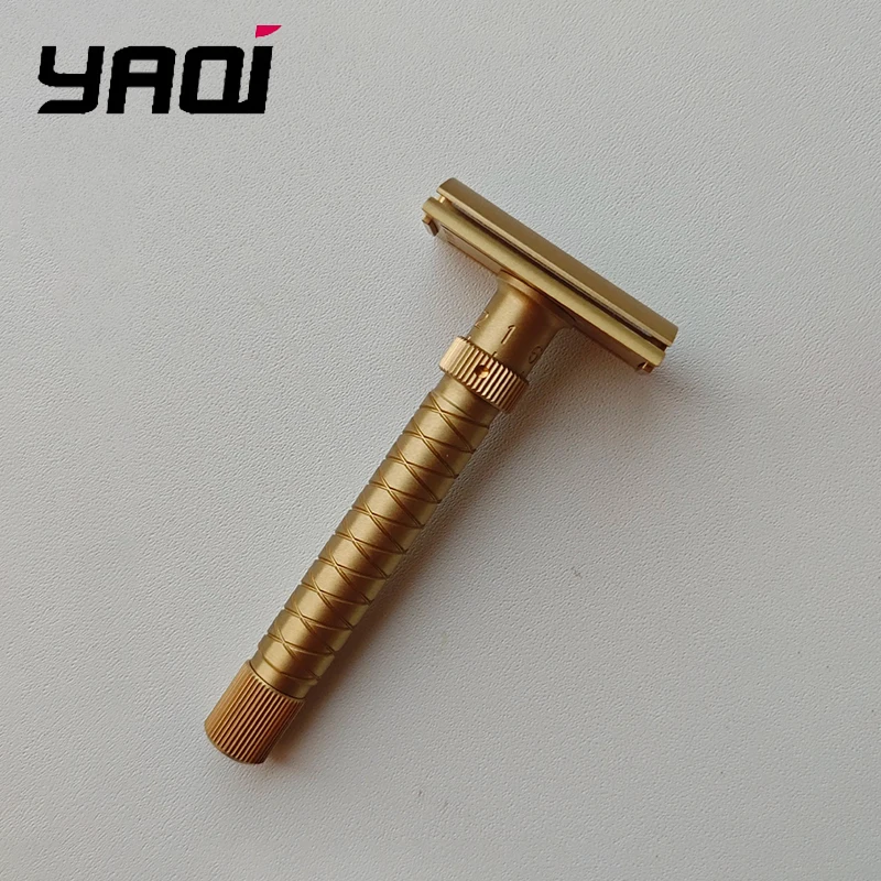 야치 100% 황동 소재 조절 가능한 더 파이널 컷 - 황동 V2 안전 면도기, 90mm 길이, 12mm 직경으로 편안한 그립감 제공