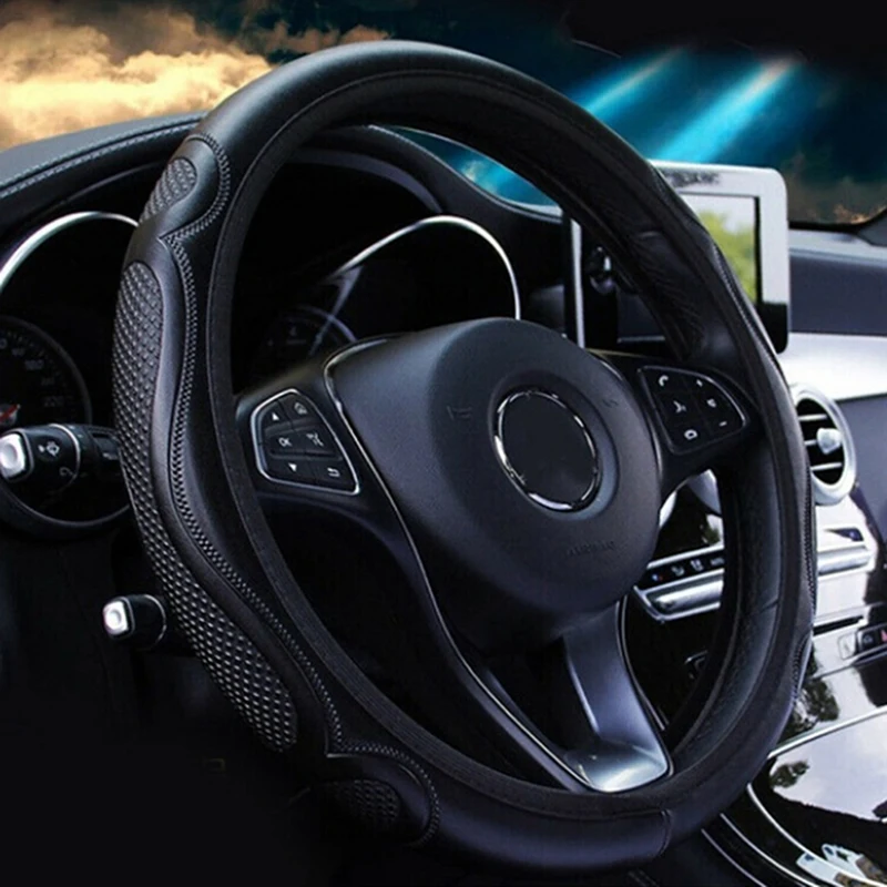 Coprivolante Universale 38cm in Pelle Traspirante Antiscivolo Accessorio Auto per Veicoli - Image 3