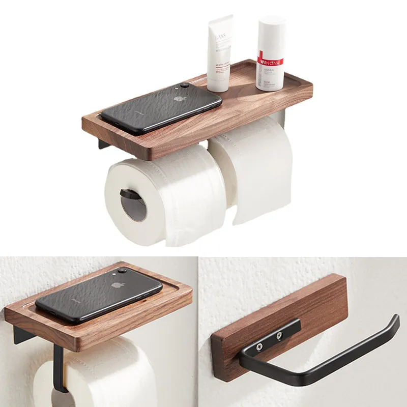 

1pcs Toilet Paper Holder Wooden Napkin Holder Tissue Box Paper Holder Roll Paper Storage Rack Roll Paper Accessories