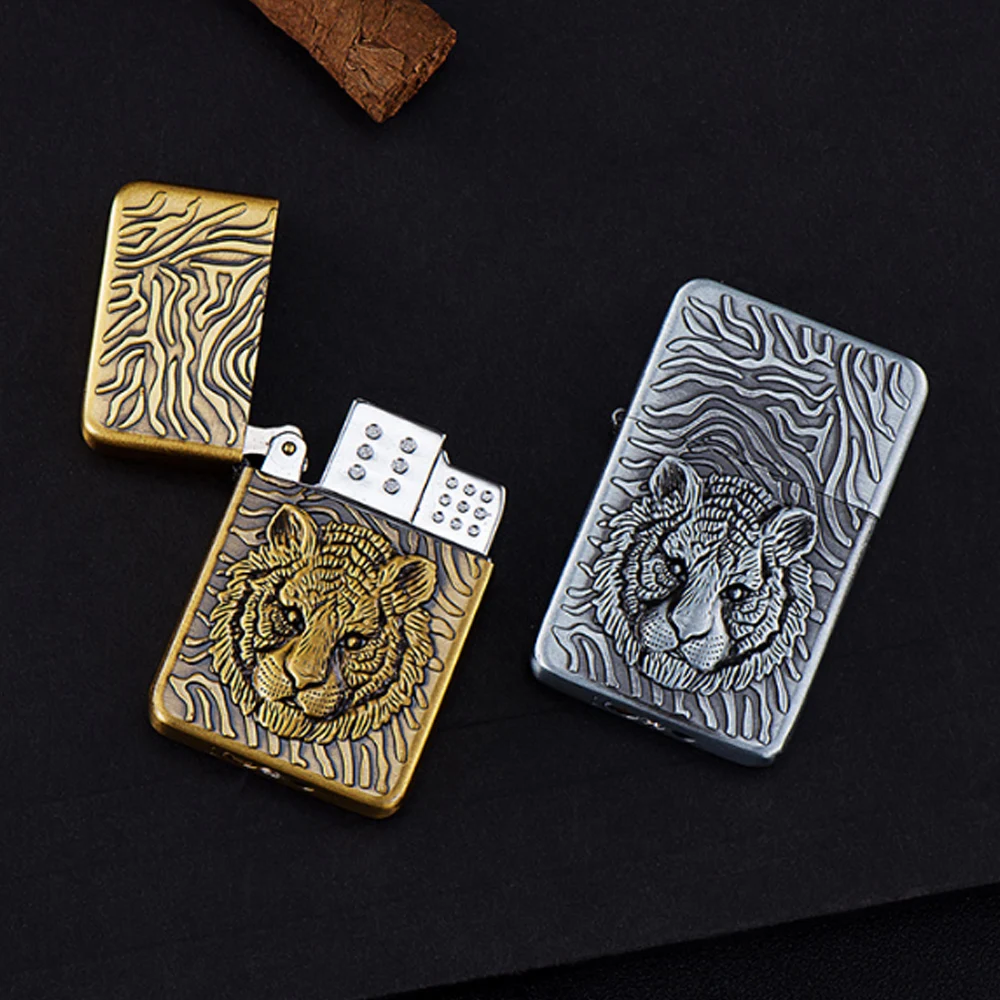 Retro Engraving Metal Butane Gas Lighters Jet Flame Torch Windproof Cigarette Lighter Men's Gadgets Gift