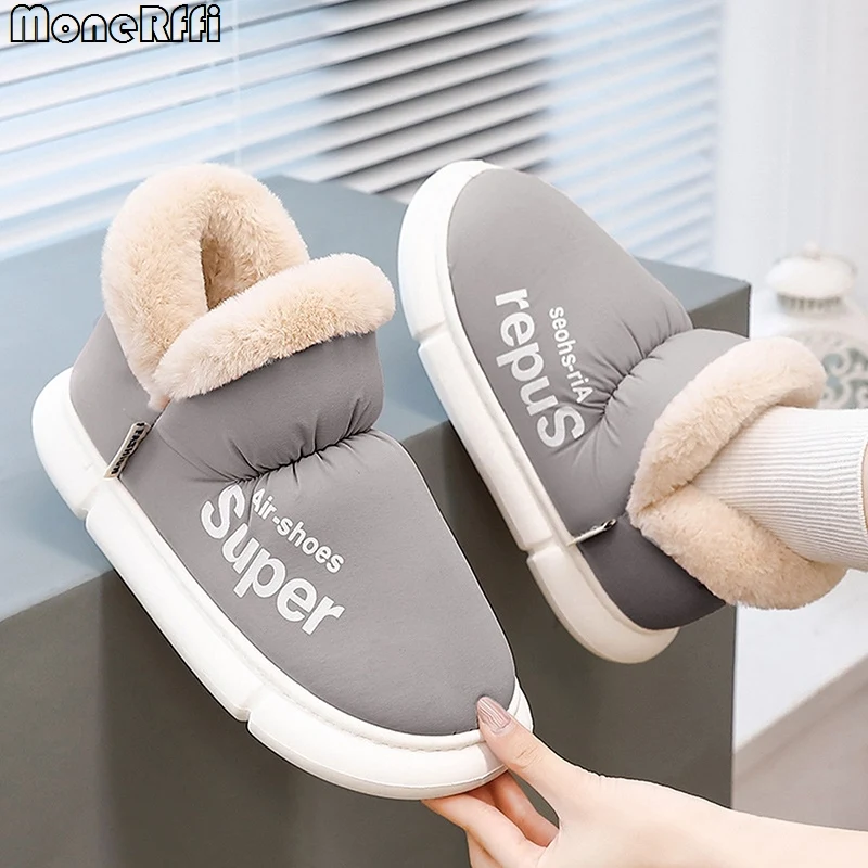 Winter Home Slippers Men Plush Shoes Women Boots Unisex Thick Platform Footwear Warm Boots Non-Slip Slipper Man Outdoor Sneakers