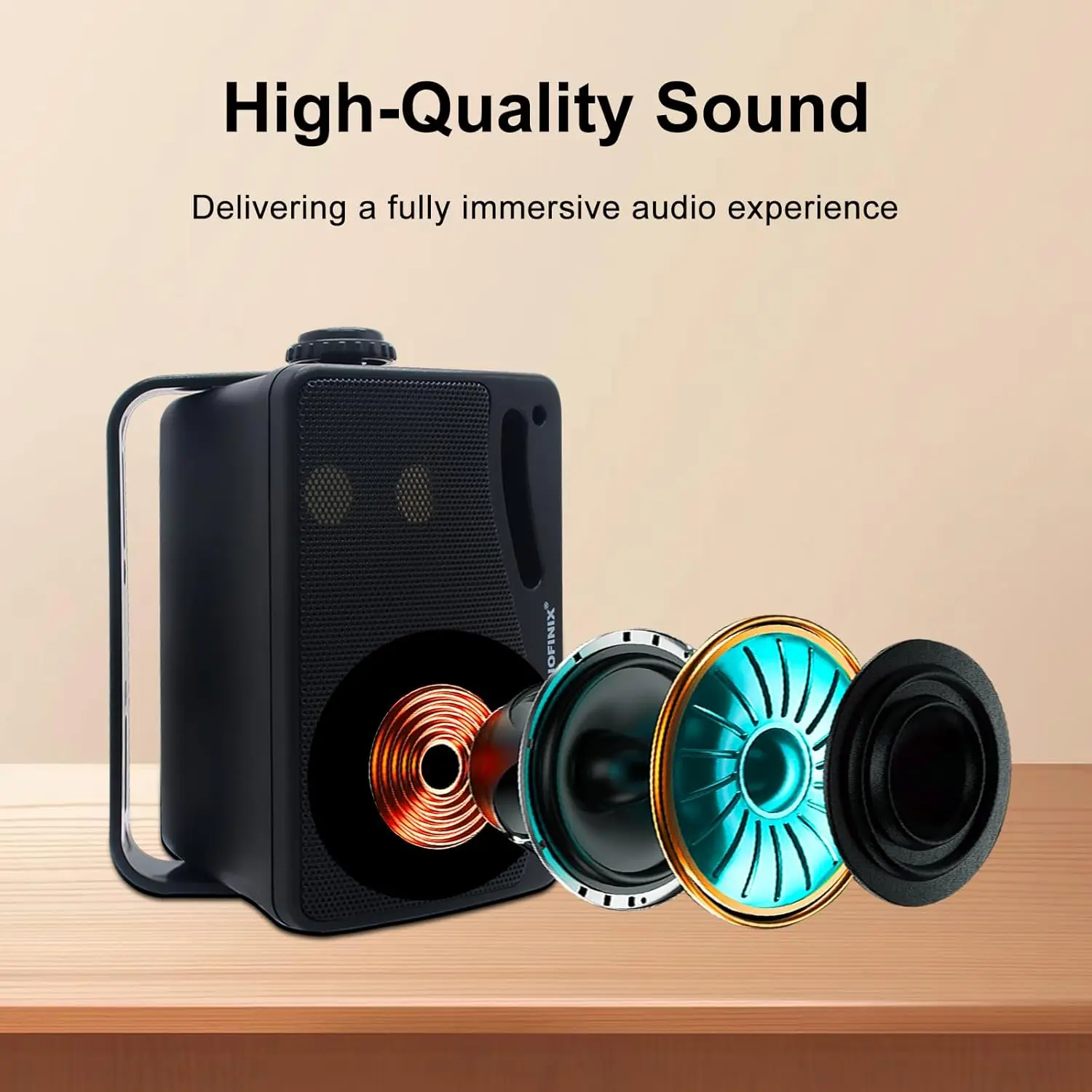 STUDIOFINIX 2PCS 3.5" 200W Outdoor Bluetooth Waterproof Wired 3 Way Premium Wall Mount Speakers For Patio Deck_voghion.com