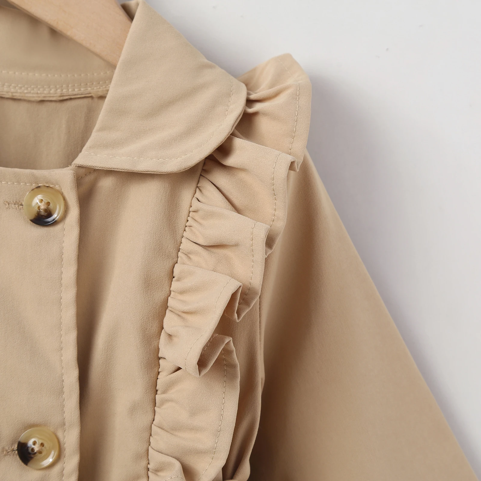 Girls Trench Coats Kid Baby Girl Winter Trench Coat Lace Mesh Patchwork Long Sleeve Lapel Ruffle Double Breasted Windbreaker Outwear with Belt 2-7T kids jacket girls trench coats