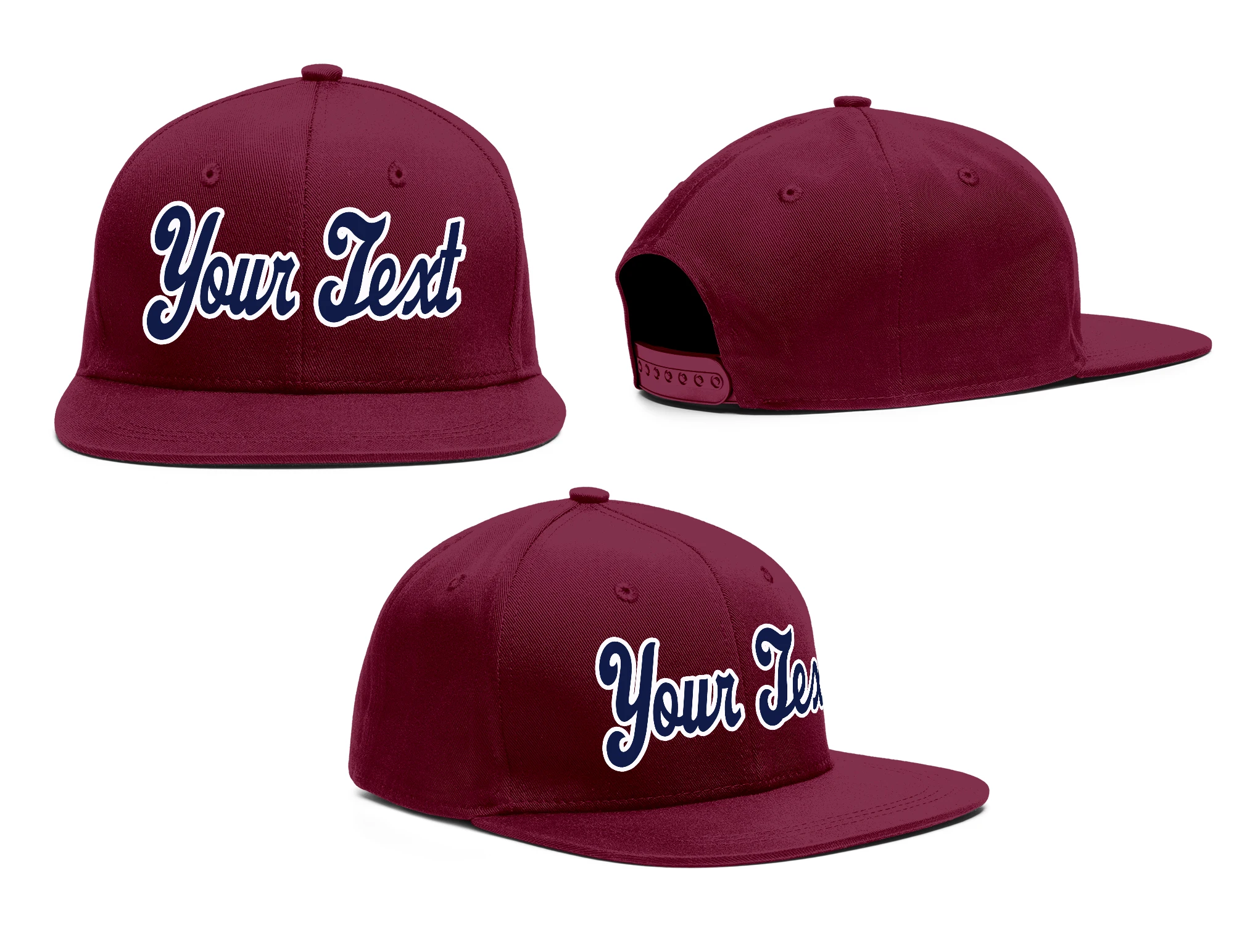 3 Pieces Custom Baseball Cap Flat Brim 