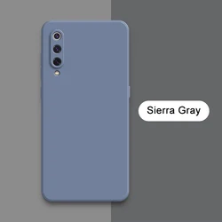 Original Square Liquid Silicone Case - Camera Protective Cute Phone Cover for Xiaomi 9 Transparent (Sierra Gray)