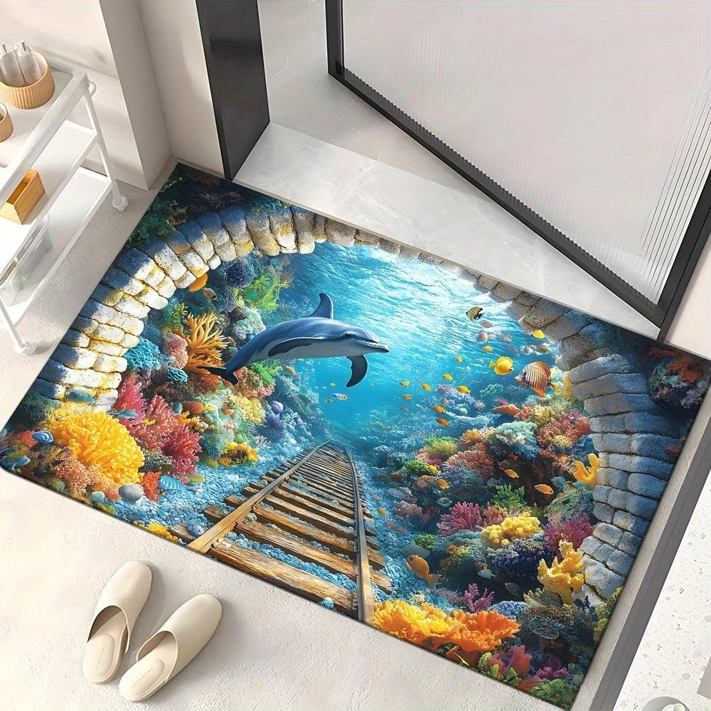 2DUnderwaterDolphinOpticalIllusionDoormat,Non-SlipWashableEntranceFloorMat,OceanCoralReefDoorMatforEntryway-AliExpress15