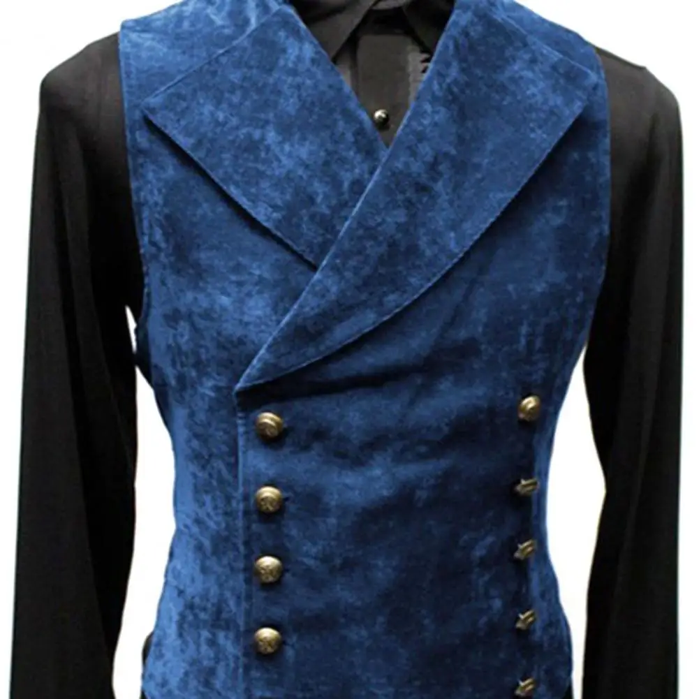 Description Picture 4 of itemFashionable Not Easy to Pilling Formal Waistcoat Streetwear Vest Double Breasted Sleeveless Slim Fit Vest for Working