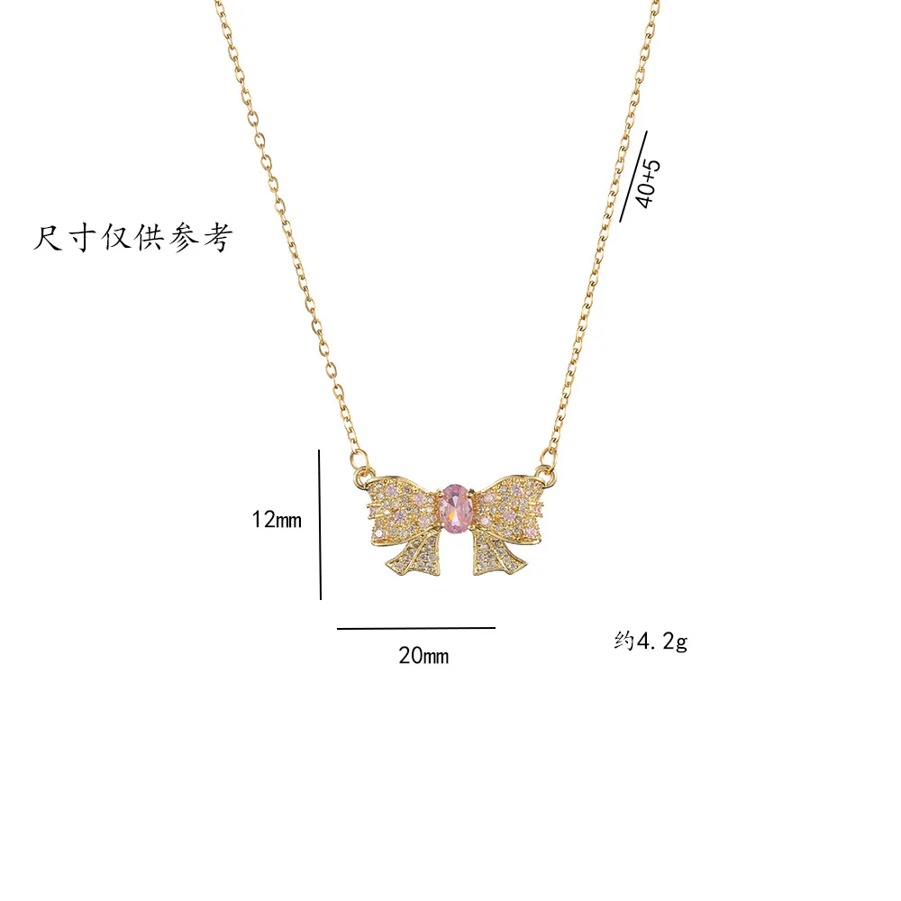 Fashion light luxury titanium steel bowknot necklace for women, pendant