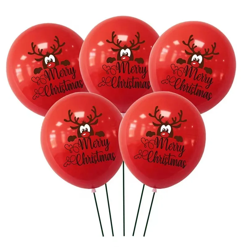 Palloncini In Lattice Di Natale 23 Cm - Confezione Da 10 - Rosso E Verde Con Pupazzo Di Neve E Scritta Merry Christmas - Adatti Per Elio O Aria - The Unique Party