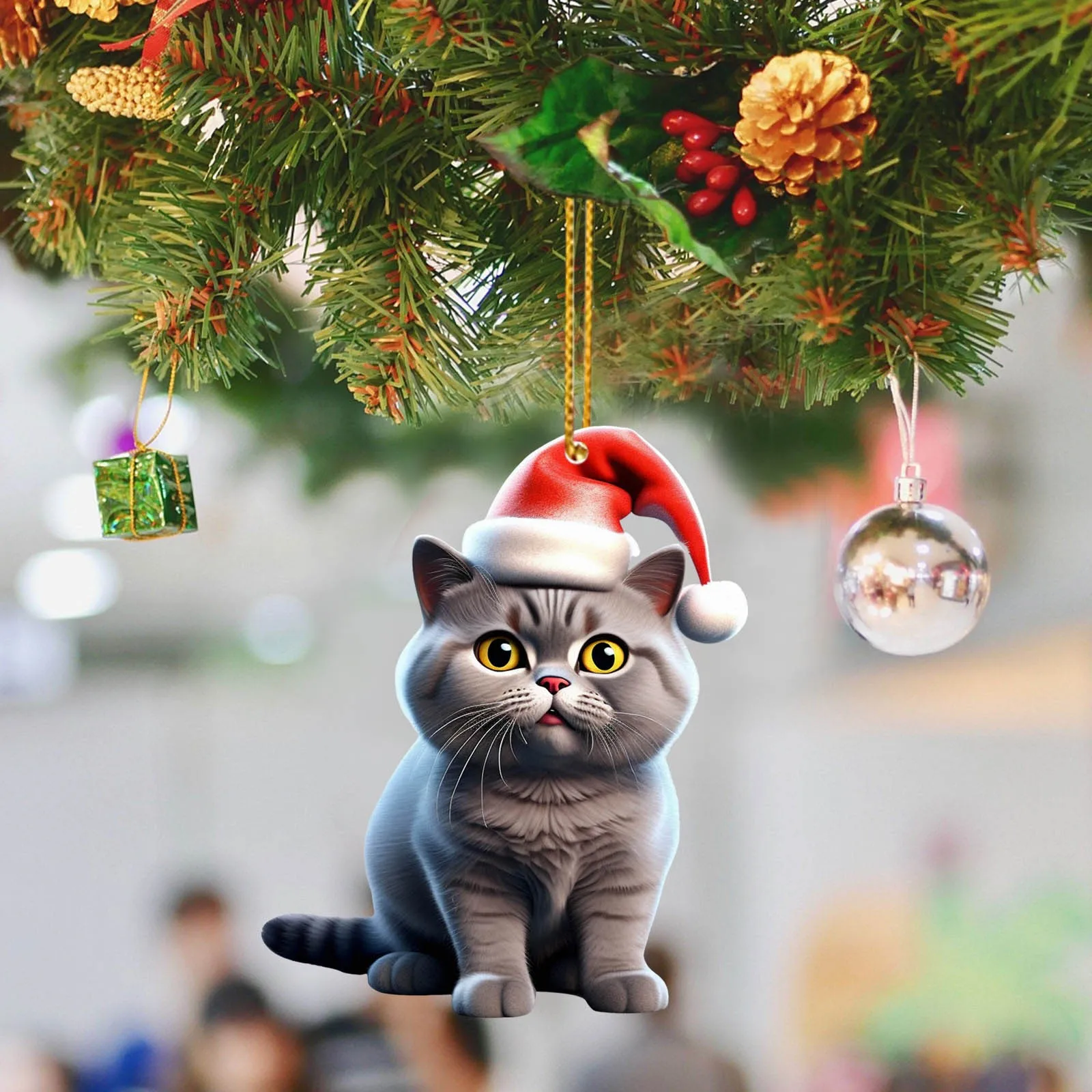Christmas Modern Home Decoration 2d Acrylic Cartoon Cat Christmas Tree Pendant Cartoon Cute Cosas De Navidad christmas decorations