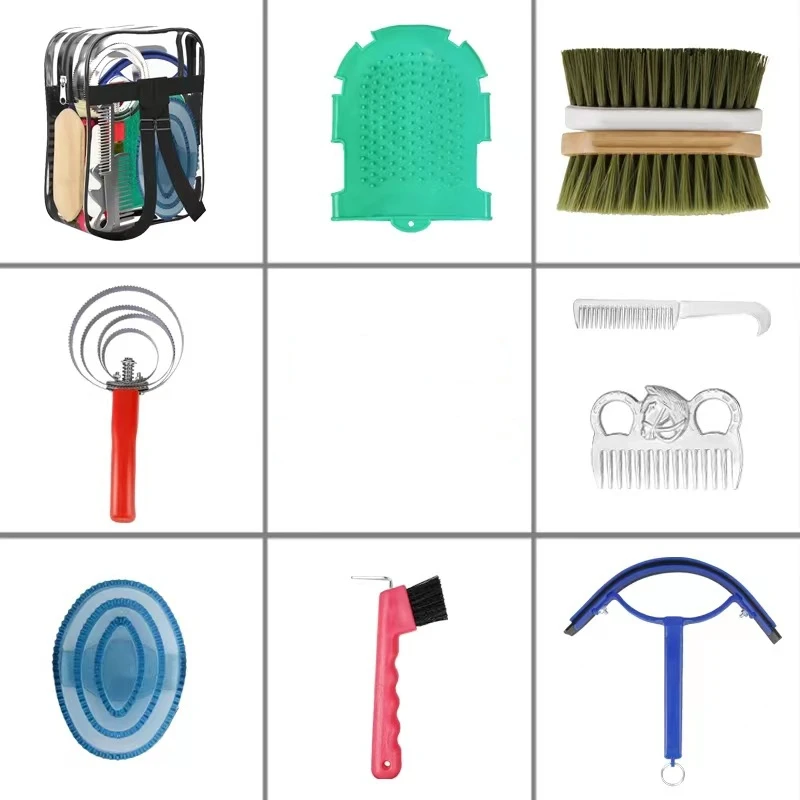 10pcs Horse Wash Kit Random Colors Includes Horse Washing Brushes Tools for Your Horse's Ultimate Cleanliness