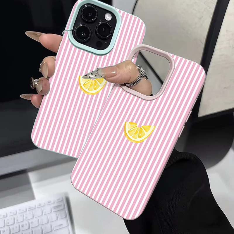 Vibrant Orange, Pink, and White Striped Phone Case - Sleek Soft Cover Design