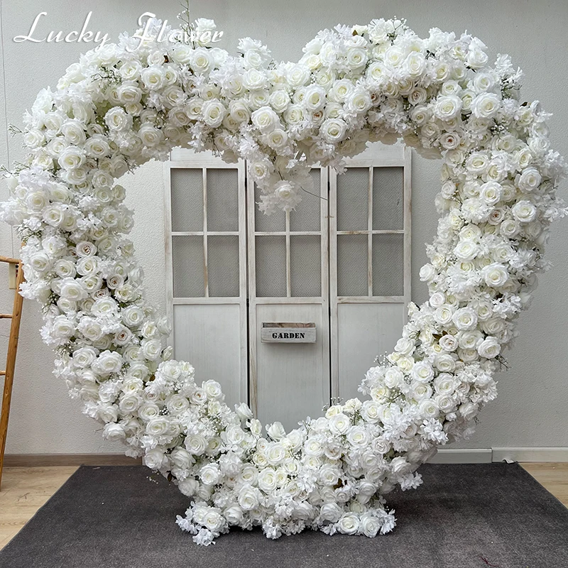 

Роскошный искусственный Фотофон в форме сердца с искусственной аркой, свадебное украшение, цветочный фон, композиция, реквизит для сцены