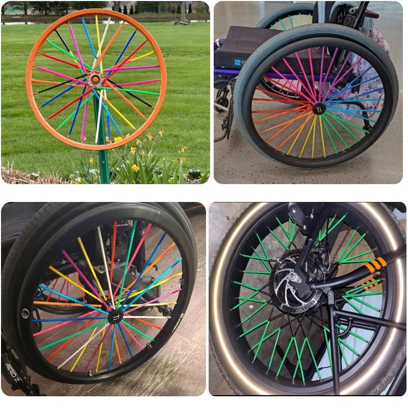 72Pcs Motorcycle Spoke Covers Wheel Spoked Protector Wraps Rims Skin Trim 11 Colors For Motocross Bicycle