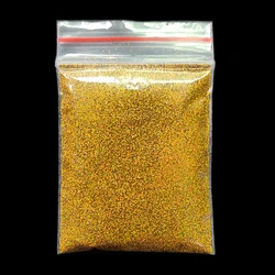 Vibrant Laser Glitter Chrome Nail Powder - Holographic Diamond Rainbow Shimmer Pigment (Gold)