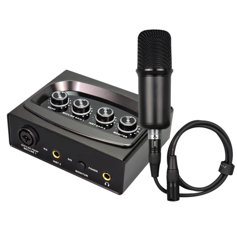 

External Sound Card 48V Phantom Power Free Drive 45KHZ Sampling Accuracy Is Suitable For Recording K Song Live Suit