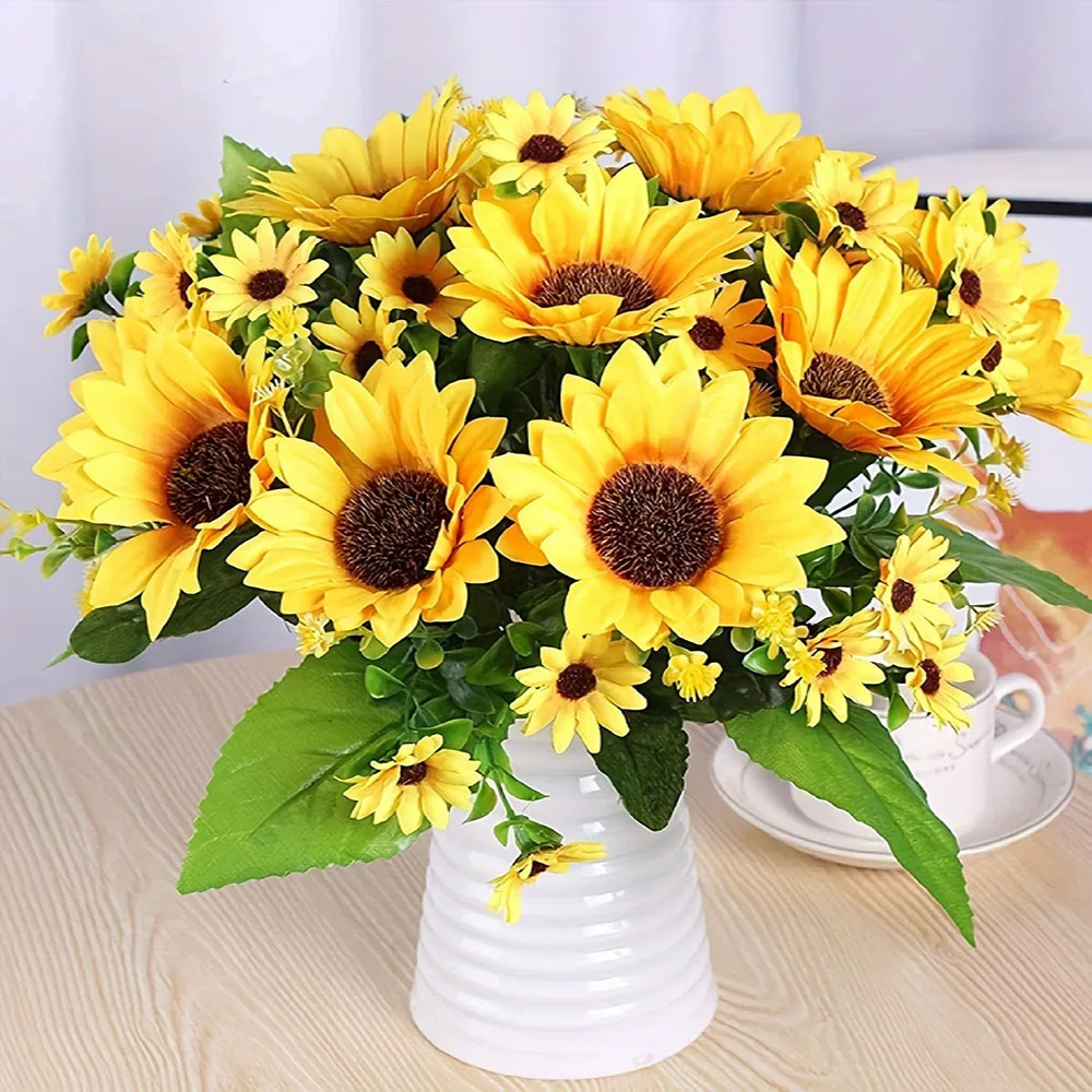 1PCS Artificial Flowers Sunflowers Fake Flowers Sunflower Silk Flowers ...