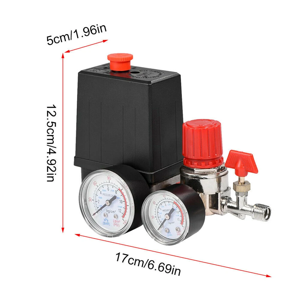 

Air Compressor Pump Pressure Control Switch 4 Port 240V Manifold Regulator Gauges High Precision Voltage Regulation Sensitive