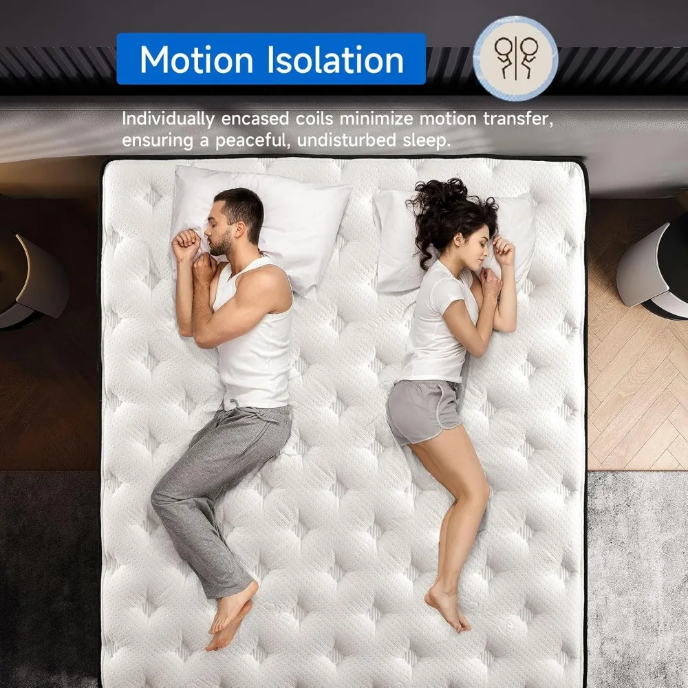 King Mattress 14 Inch Hybrid Mattress in a Box with Gel Memory Foam King Size Mattresses with Comfort Foam 6