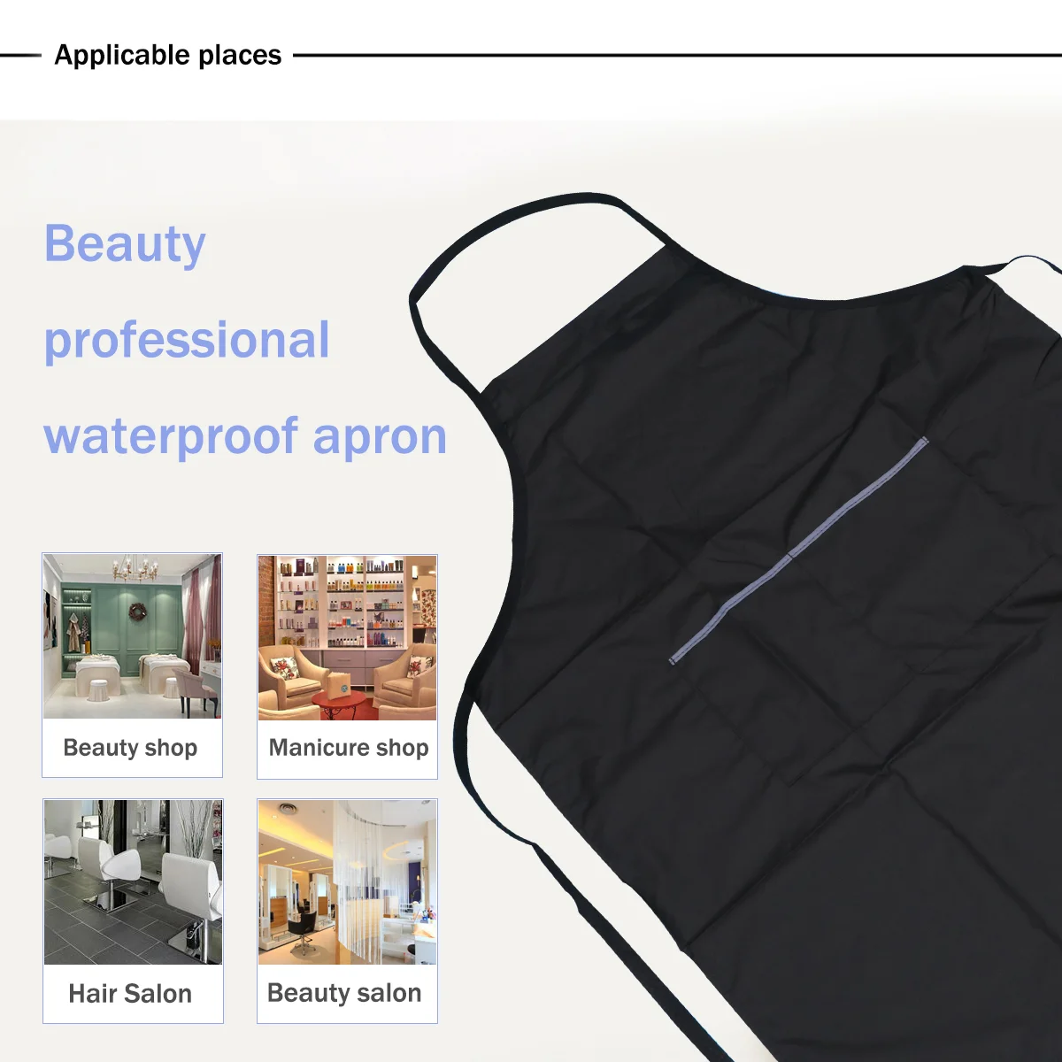 Waterproof Polyester Apron with Large Pockets for Kitchen and Salon Use