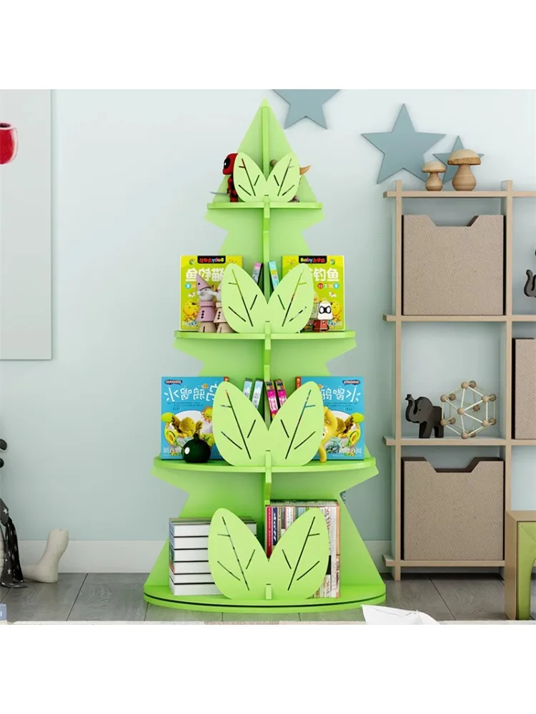 Rotating bookshelf space-saving simple display rack floor-to-ceiling creative corner household storage rack