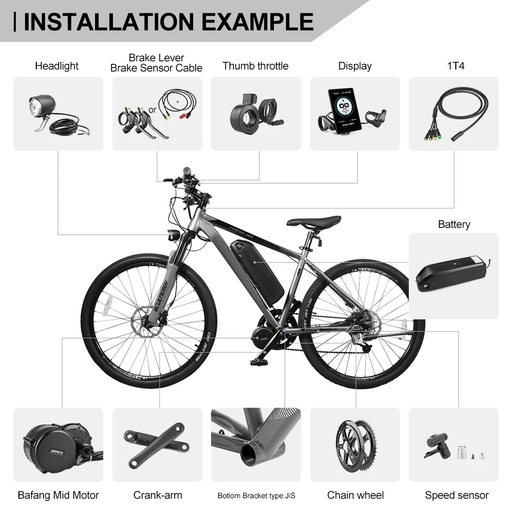 Bafang 48v 250w 350w Bbs01b Mid Drive Motor Electric Bike Conversion Kit  Brushless Geared Bbs01 E-bike Crank Kit 44t 46t 48t 52t - Electric Bicycle  Motor - AliExpress