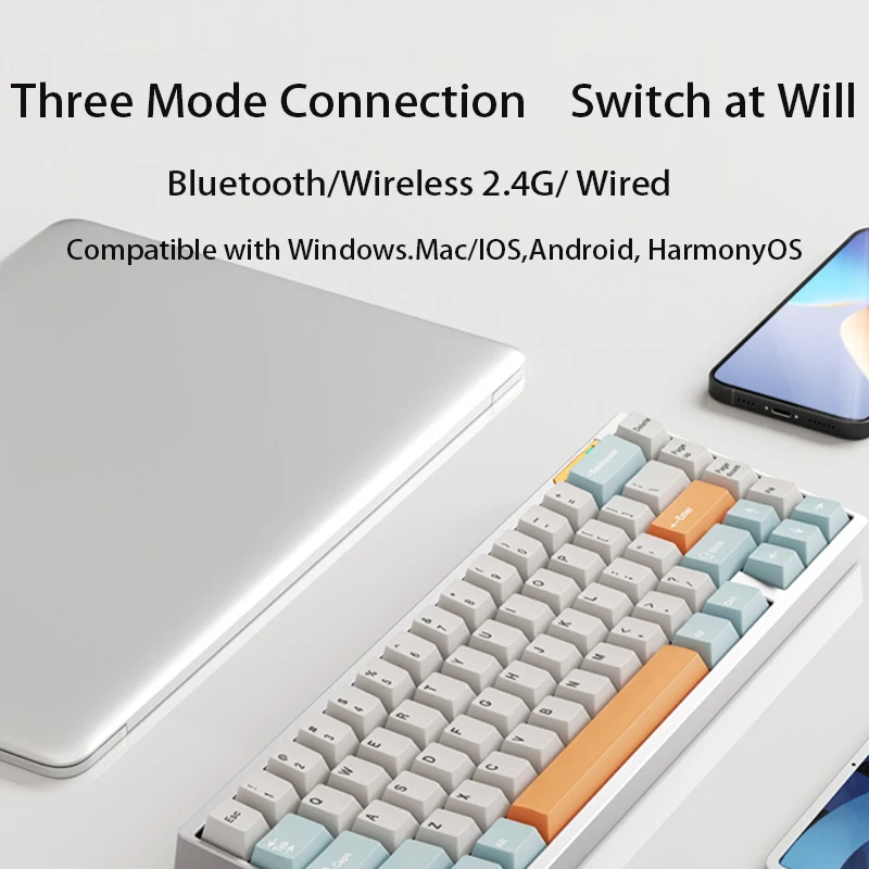 Luminkey65 알루미늄 기계식 키보드, 블루투스 2.4G, 무선 3 가지 모드, RGB 백라이트, 핫스왑 PBT 키캡, 게임 E-스포츠