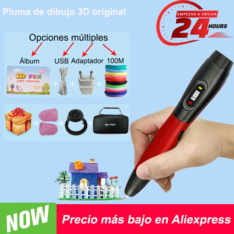 Bolígrafos de dibujo 3D para niños, bolígrafos de 3 velocidades ajustables con pantalla LCD, compatibles con filamento PLA, juguetes Paiting, regalos niños|Bolígrafos 3D| - AliExpress