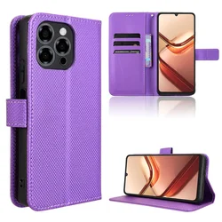 Elegant Leather Flip Wallet Case with Magnetic Closure - Premium Book Cover Holder for Doogee Note 59 (Purple)