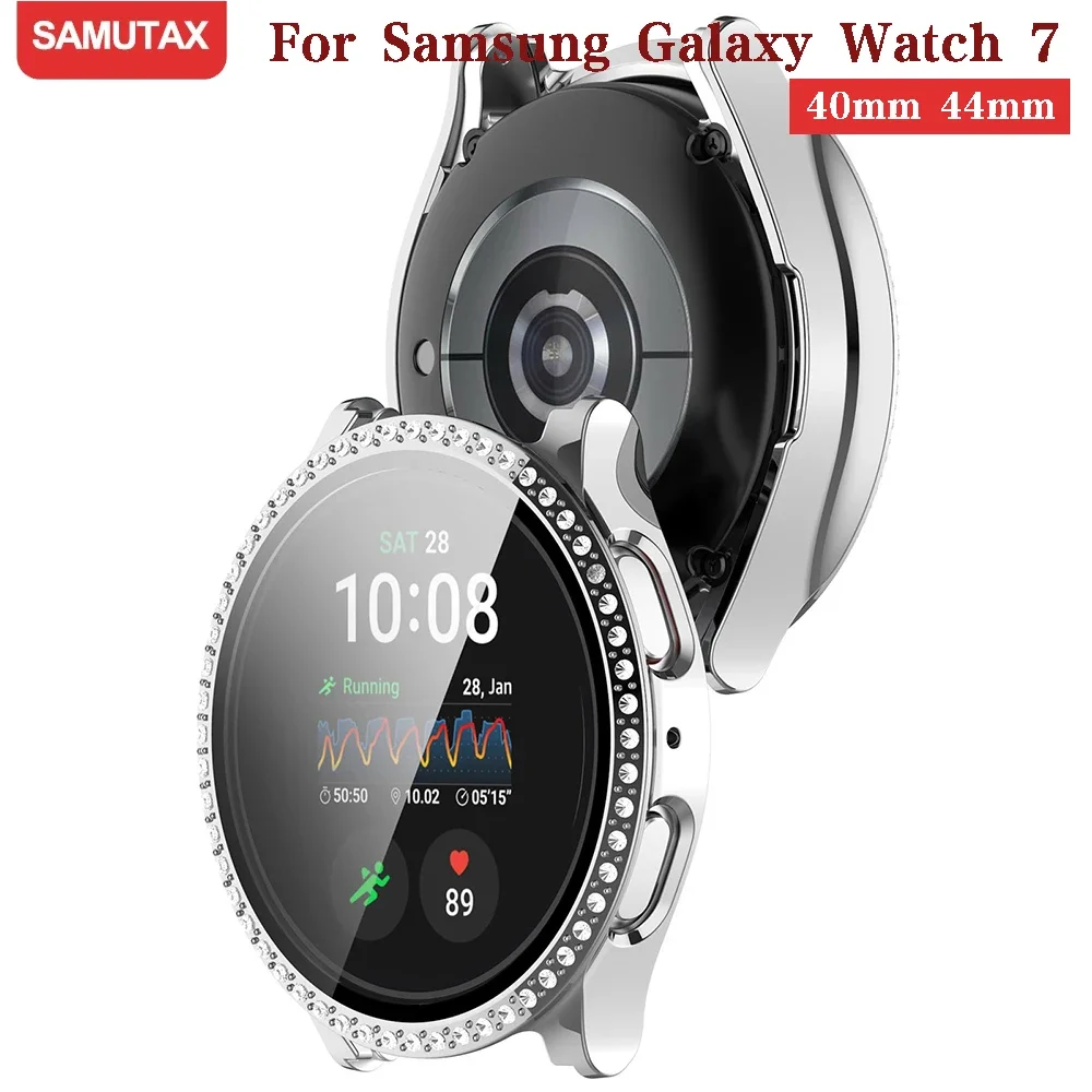Diamond-Infused Tempered Glass Protective Watch Case with Screen Protector