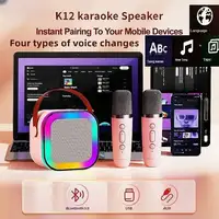 K12 Wireless Bluetooth Speaker with 2 Microphone RGB Portable Music Player Karaoke Machine for  Family Singing Children's Gifts 3