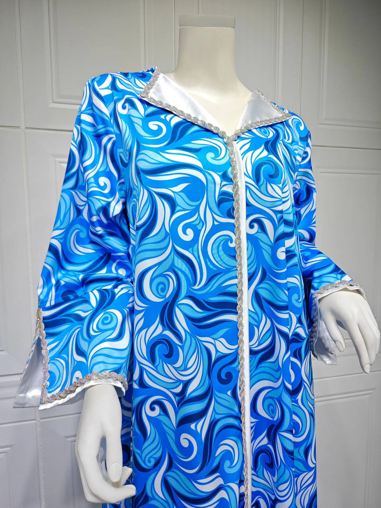 S64105750876e47998f1eb7646435e2a0U Ramadan Khimar Abaya Saudi Arabia Turkey Islam Muslim Blue and white blue hot diamond dress Kebaya Robe Femme Musulmane Mallzona