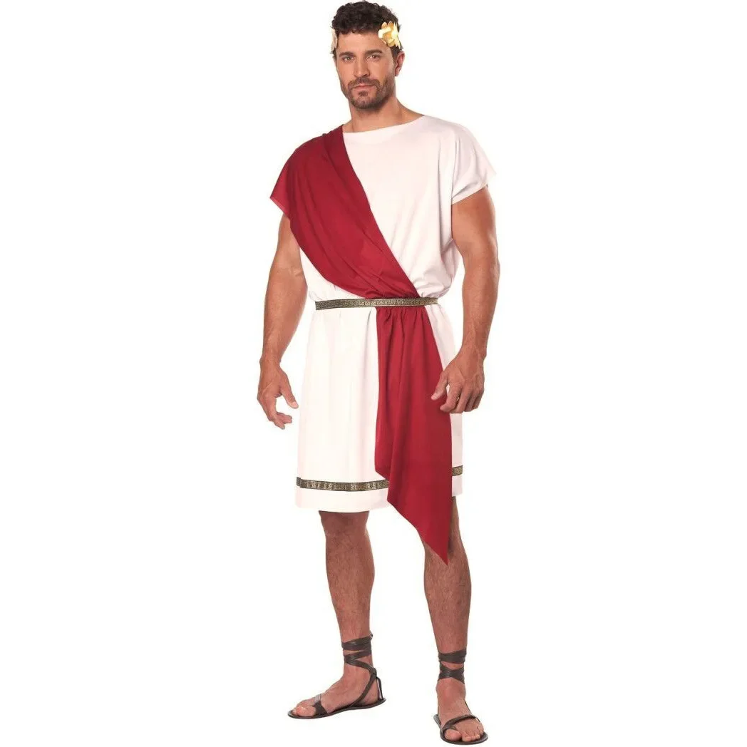 

JustSaiyan Ancient Greek Mythology Man Toga Halloween God Robe Cosplay Fancy Dress Rome Spartan Warrior Costume