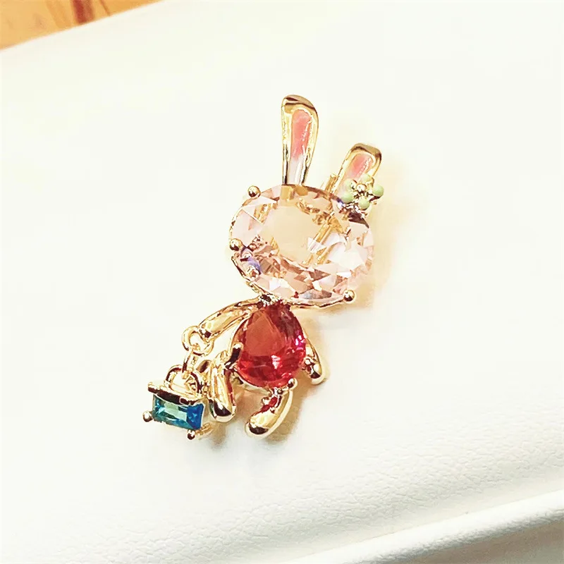 Exquisite Personality Imitation Crystal Cute Bunny Brooch for Women Fashion Rabbit Zircon Pin Anti-exposure Buckle Jewelry Gifts