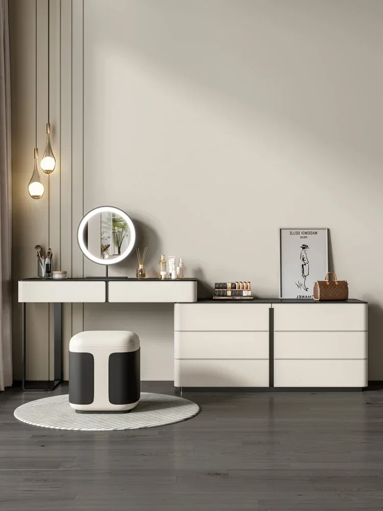 

Modern minimalist black and white dressing table, bedroom bedside table, bed end bucket cabinet, storage cabinet, one piece retr