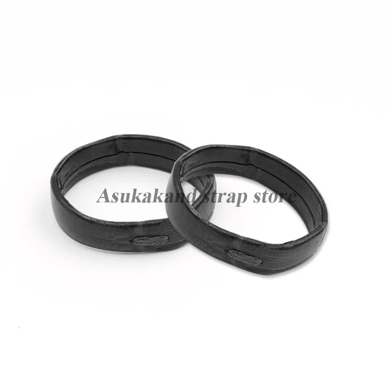 Genuine Leather Watchband Keeper Loops - Black & Brown Strap Holder Set (2 PCS)