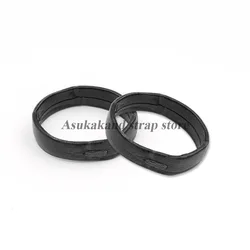 Genuine Leather Watchband Keeper Loops - Black & Brown Strap Holder Set (2 PCS) - 24mm (Black)