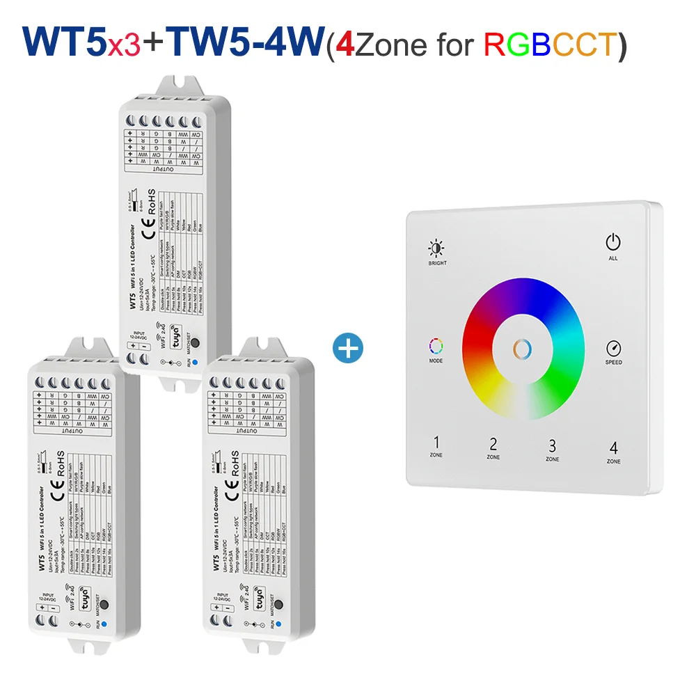 Enhanced Smart LED Controller with Touch Panel Remote - 5-in-1 WiFi & RF Technology