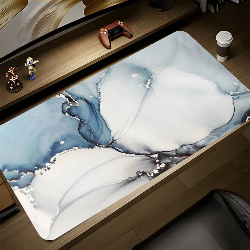 Luxurious Rose Gold Marble Texture Large Desk Mat - Premium Soft Rubber Gaming Mouse Pad and Keyboard Surface