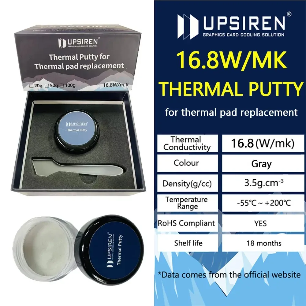 Upsiren-putty Térmico ux Ultra Pro para Processador Vga Gpu ic Bloqueio de Calor Arrefecimento Rápido Substituição da Almofada 16.8w mk