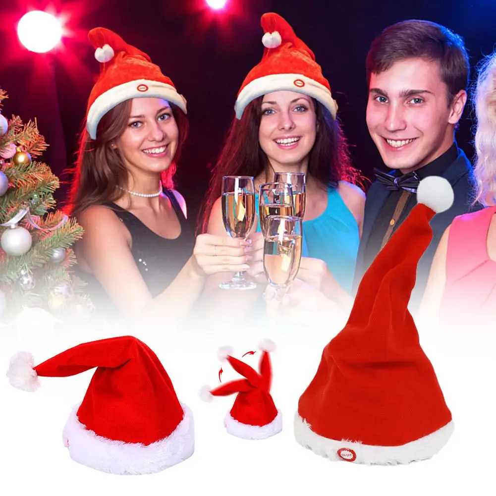 Christmas Hats Decorations Electric Music Swing Hat With Embroidered Decoration For Christmas New Year Festive Day Gifts