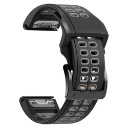 Sport Breathable Silicone Watch Strap - QuickFit Bracelet Watchband - QuickFit 22mm strap (BKGY)