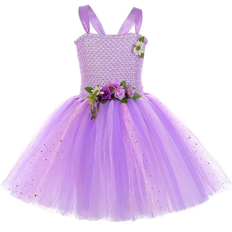 thumbnail image 1 of Vestido de tul con tutú de hada y mariposa de lavanda para niñas, disfraz con alas para fiesta de cumpleaños de carnaval, vestido de princesa de tul, vestido de baile, 1 of 5