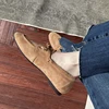 Women Pumps Low Heels Round Toe Lace Up Sheep Suede Quality Shoes Woman Retro Lace-Up Office Lady Working Spring Summer 2025 New 2