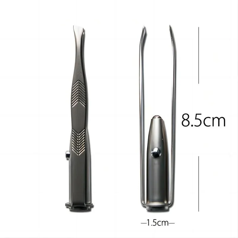 Portable Stainless Steel Smart Design Eyebrow Hair Remove Tweezer With LED Light Makeup Tool
