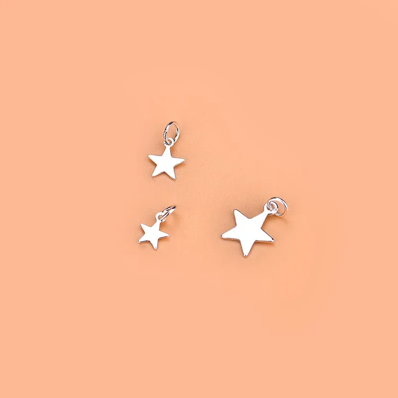5Pcs Real 925 Sterling Silver Mini Star Charm Pendant