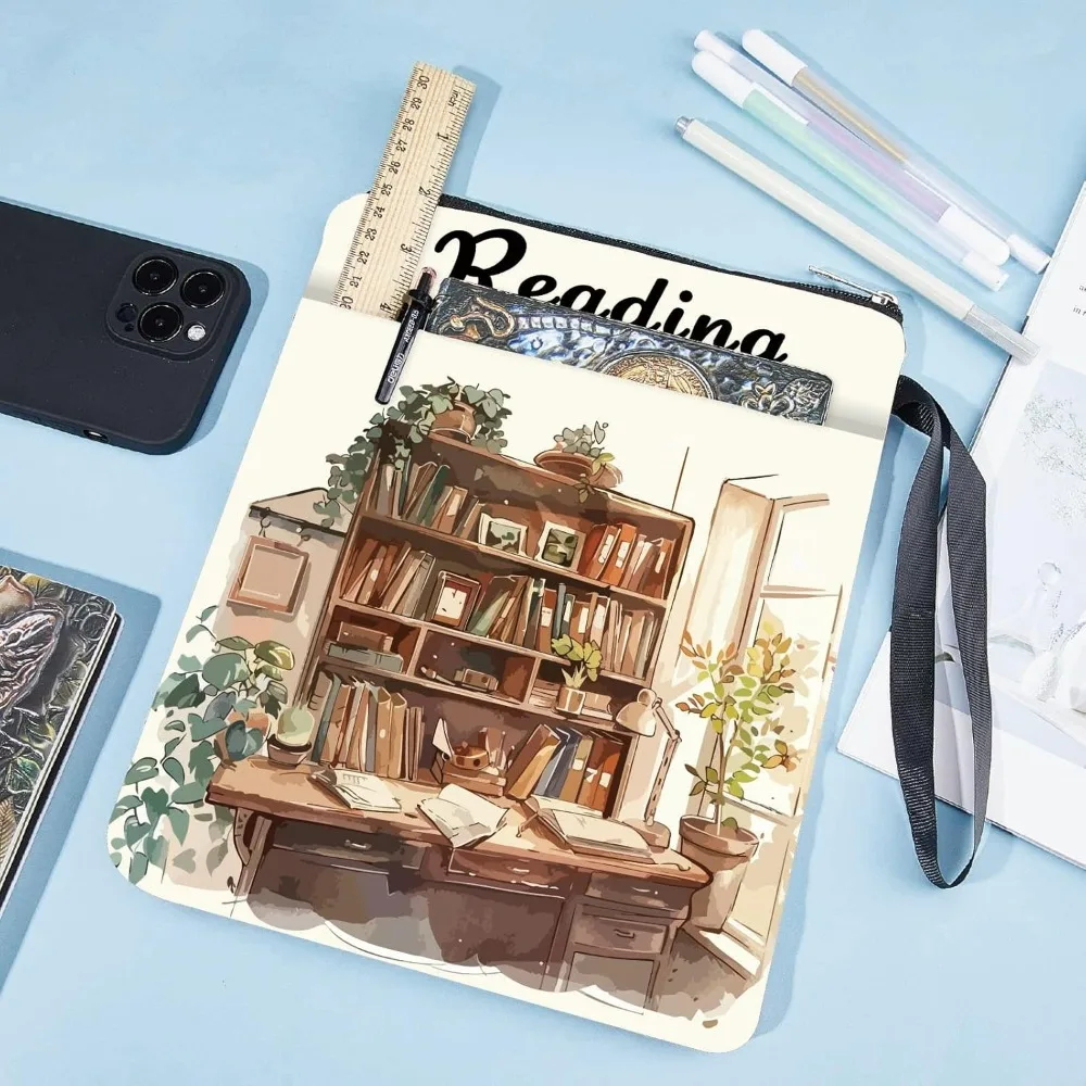 Desktop Book Covers Words Book Sleeve Book Protector for Paperbacks Washable Fabric Cloth Book Cover with Zipper and Extra - 5