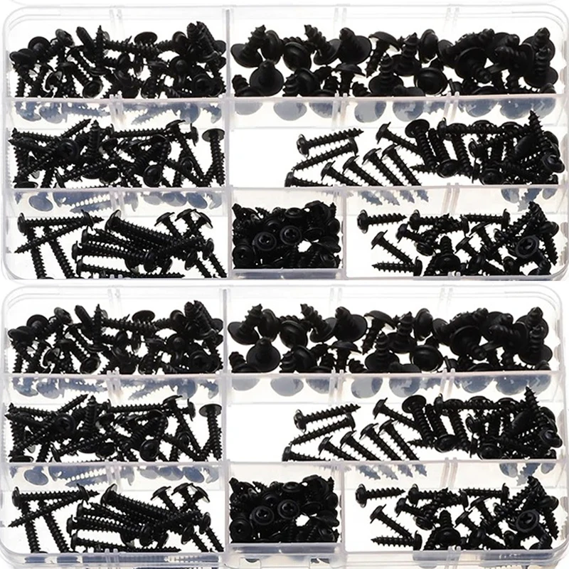 Parafusos Phillips Inoxidável Grupo Cabeça Redonda Cruz Máquina Assort Pwa Self-tapping Fixadores Óxido Preto M2.9 M3.5 M4.2 M4.8 210 Pcs